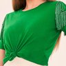 t shirt verde franjas nas mangas 7