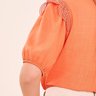 blusa laranja linho bordado 1