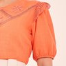 blusa laranja linho bordado 5