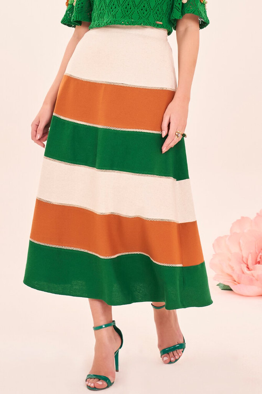 Saia Verde Colors Godê Midi Fascinius