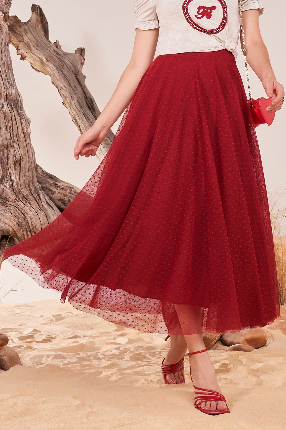 Saia Godê Com Tule Saia Rodada Saia Tule Vermelha Saia Gode Midi