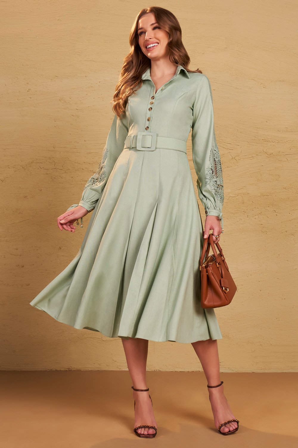 Vestido Curto Vestido De Linho Manga Longa Vestido Curto Sem Bojo