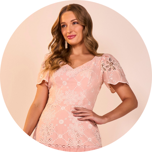 Vestido Rosa Tricoline Bordados Richelieu Midi Fascinius