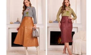 mulheres usando looks com saia de couro