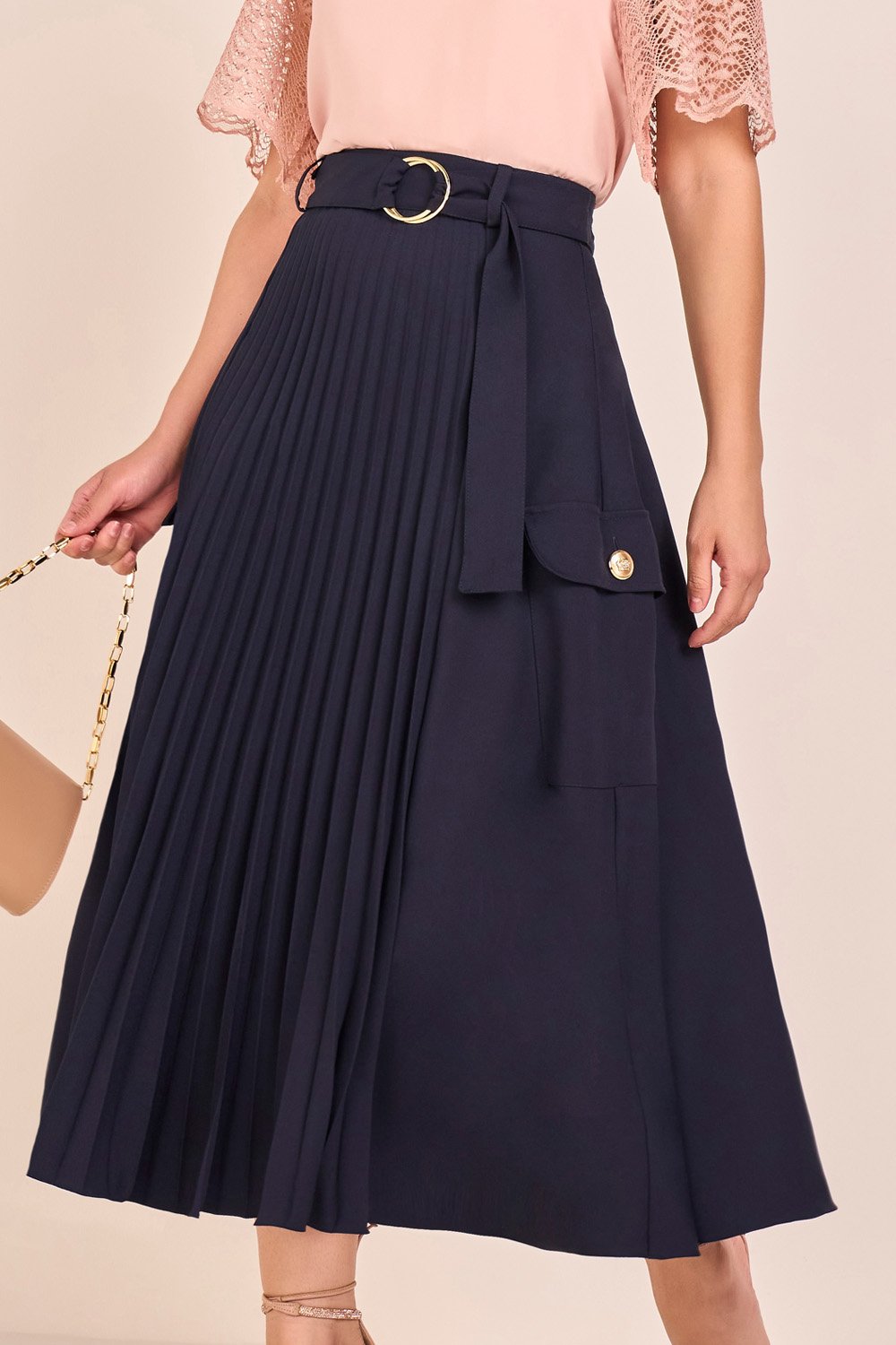 Saia Plissada Saia Azul Marinho Social Saia Azul Marinho