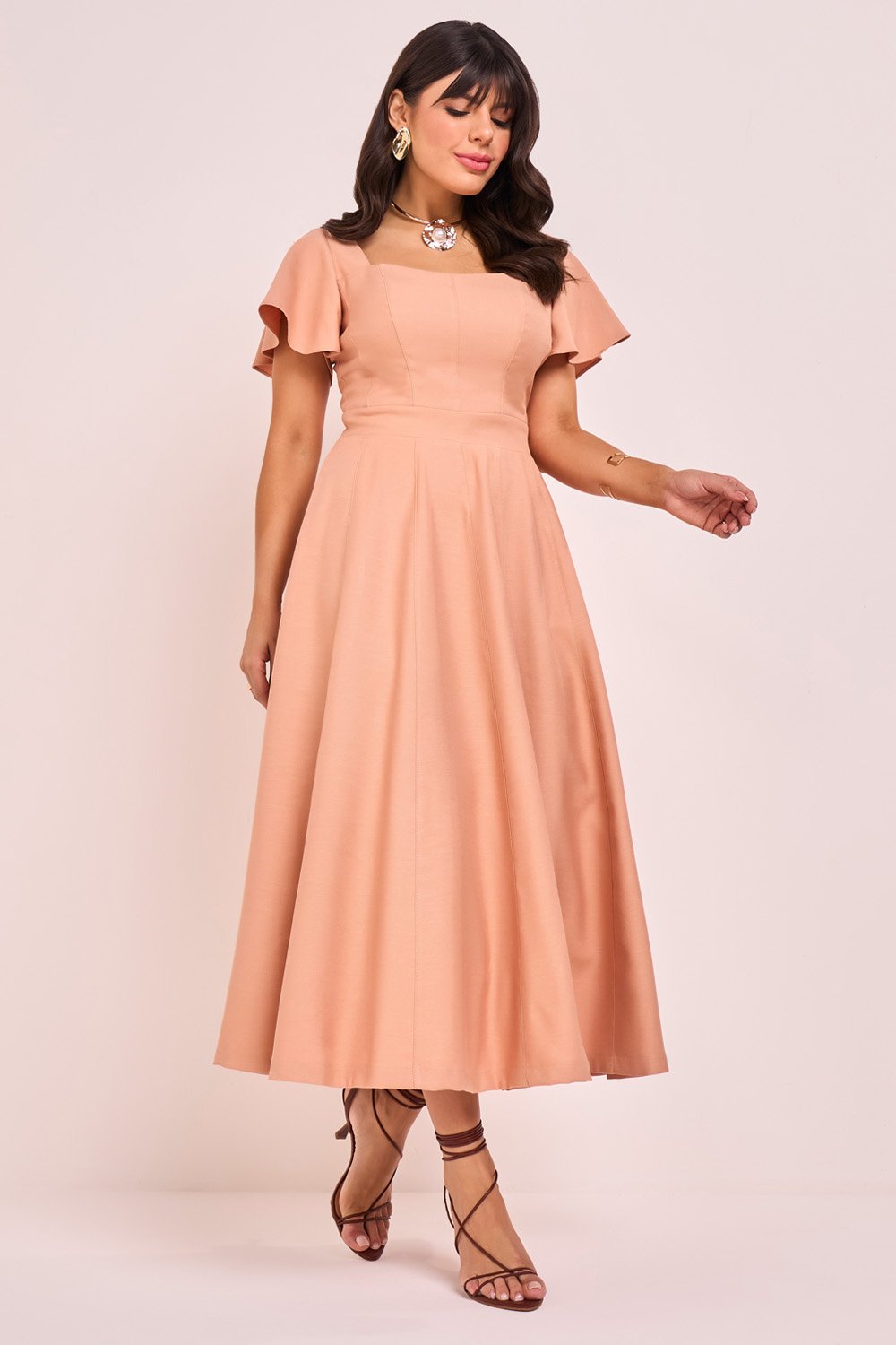 Saia Godê Vestido De Manga GodÃª Saia Godê Vestido Midi Rodado