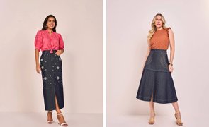 mulheres elegantes posando para a foto usando looks jeans para evangelicas
