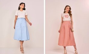 mulheres usando diferentes modelos de saias básicas e atemporais