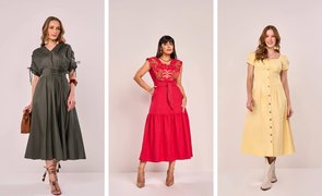 mulheres usando vestidos evase