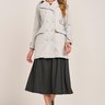 Trench Coat Cinza Xadrez Martingale Manga Longa Fascinius