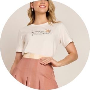 T-shirt Off-White Frase Cristã E Bordado Industrial Manga Curta
