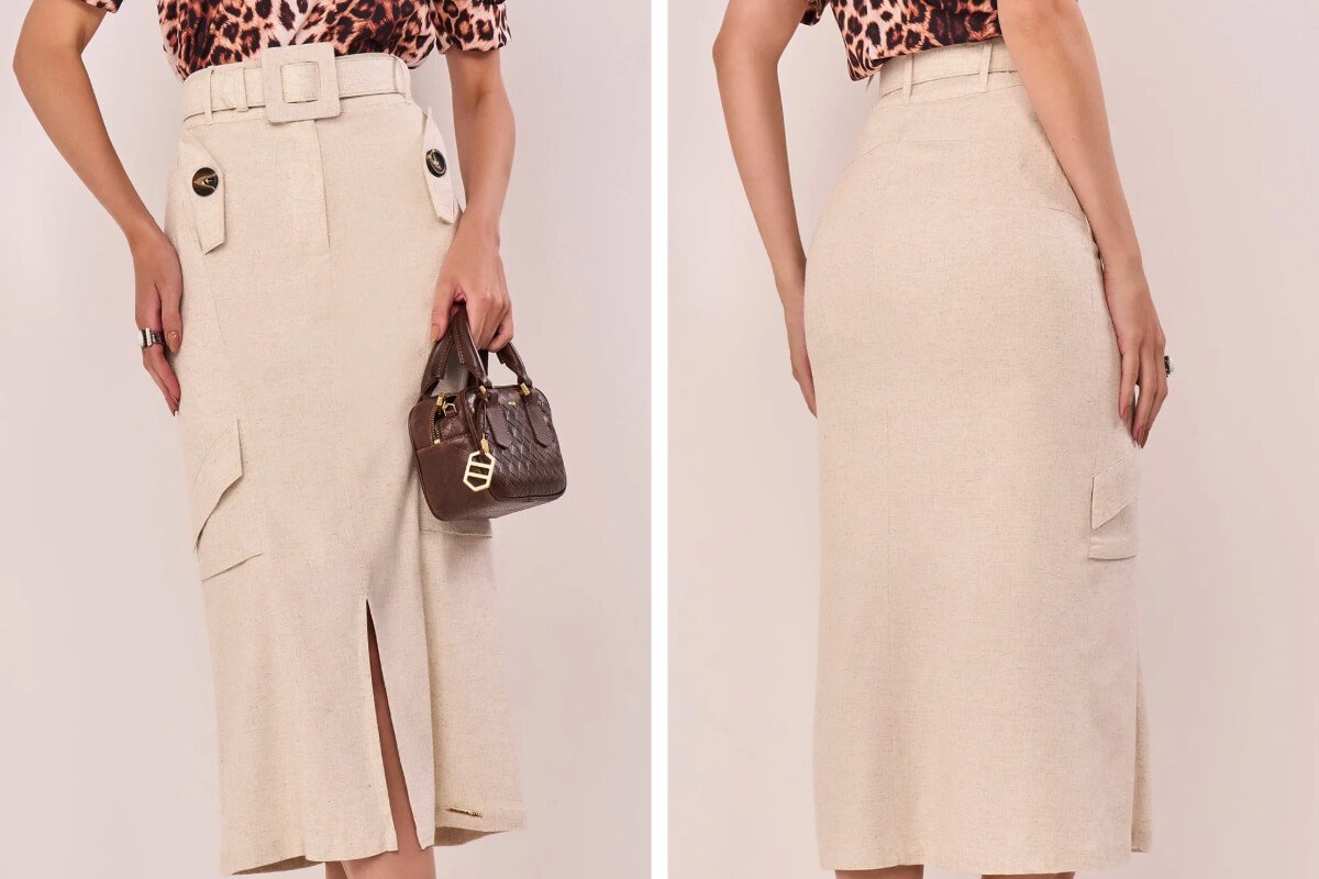 foto de uma saia midi reta