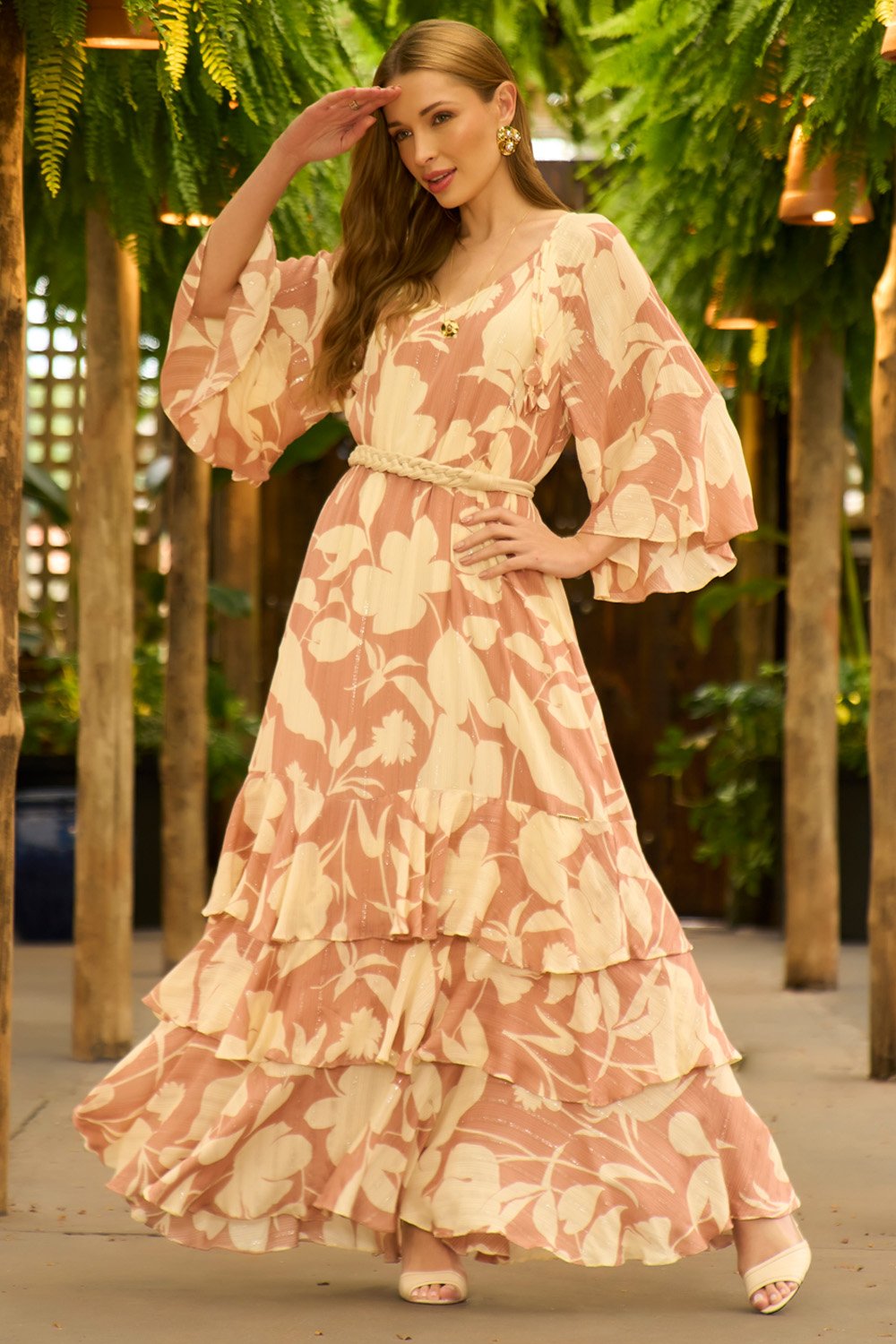 Vestido Bege Fascinius Moda Evangelica Comprar Fascinius Vestido