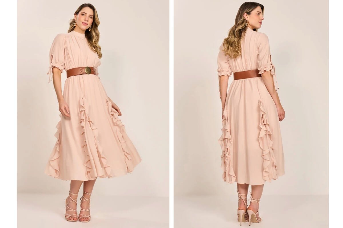 mulher usando vestido que valoriza liberdade e movimento