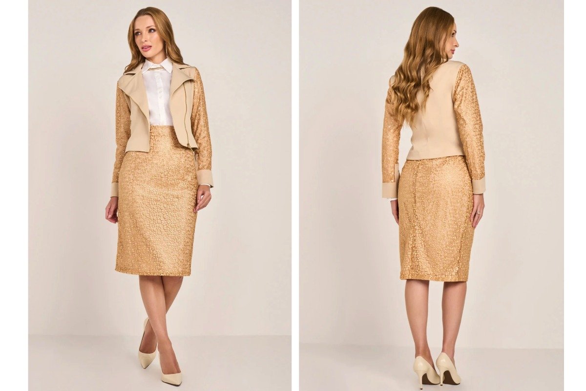 mulher usando conjunto de alfaiataria com paete