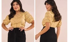 mulher usando blusa amarelo queimado