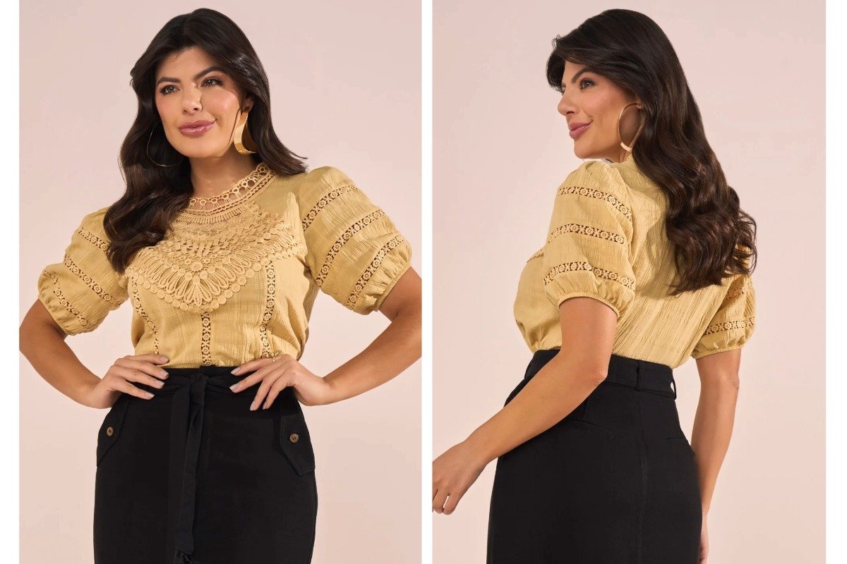 mulher usando blusa amarelo queimado