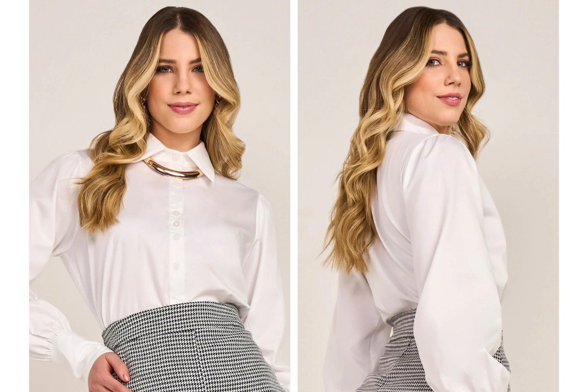 mulher usando camisa branca