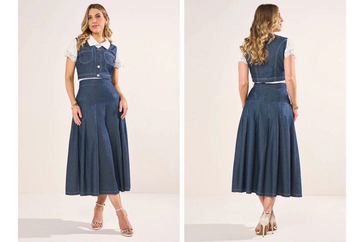 mulher usando um conjunto coordenado