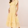 Vestido Amarelo Floral Evasê Midi Fascinius