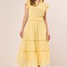 Vestido Amarelo Bordado Mini Floral Gola Polo Evasê Midi Fascinius