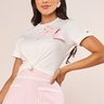 T-Shirt Rosa Com Aplicação De Laço E Pérolas Fascinius