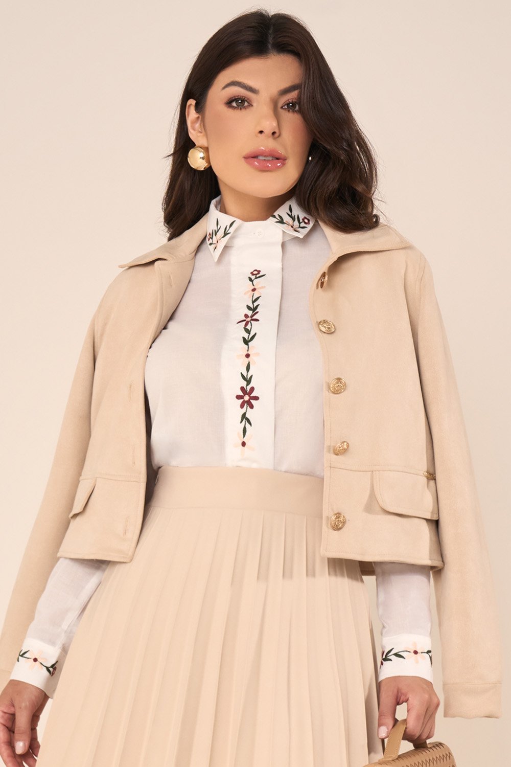 Jaqueta Cropped Off White - Fascinius
