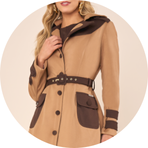 Trench Coat Caramelo com Lapela Ampla - Fascinius