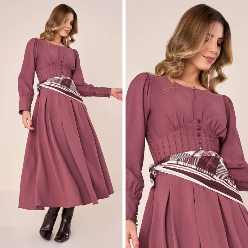 mulher com vestido e len&ccedil;o