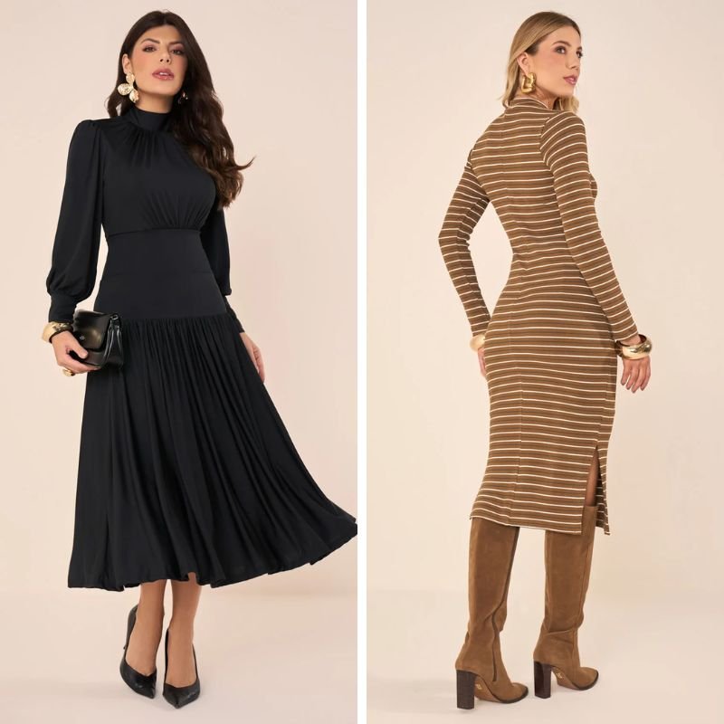 mulheres com vestidos brincos