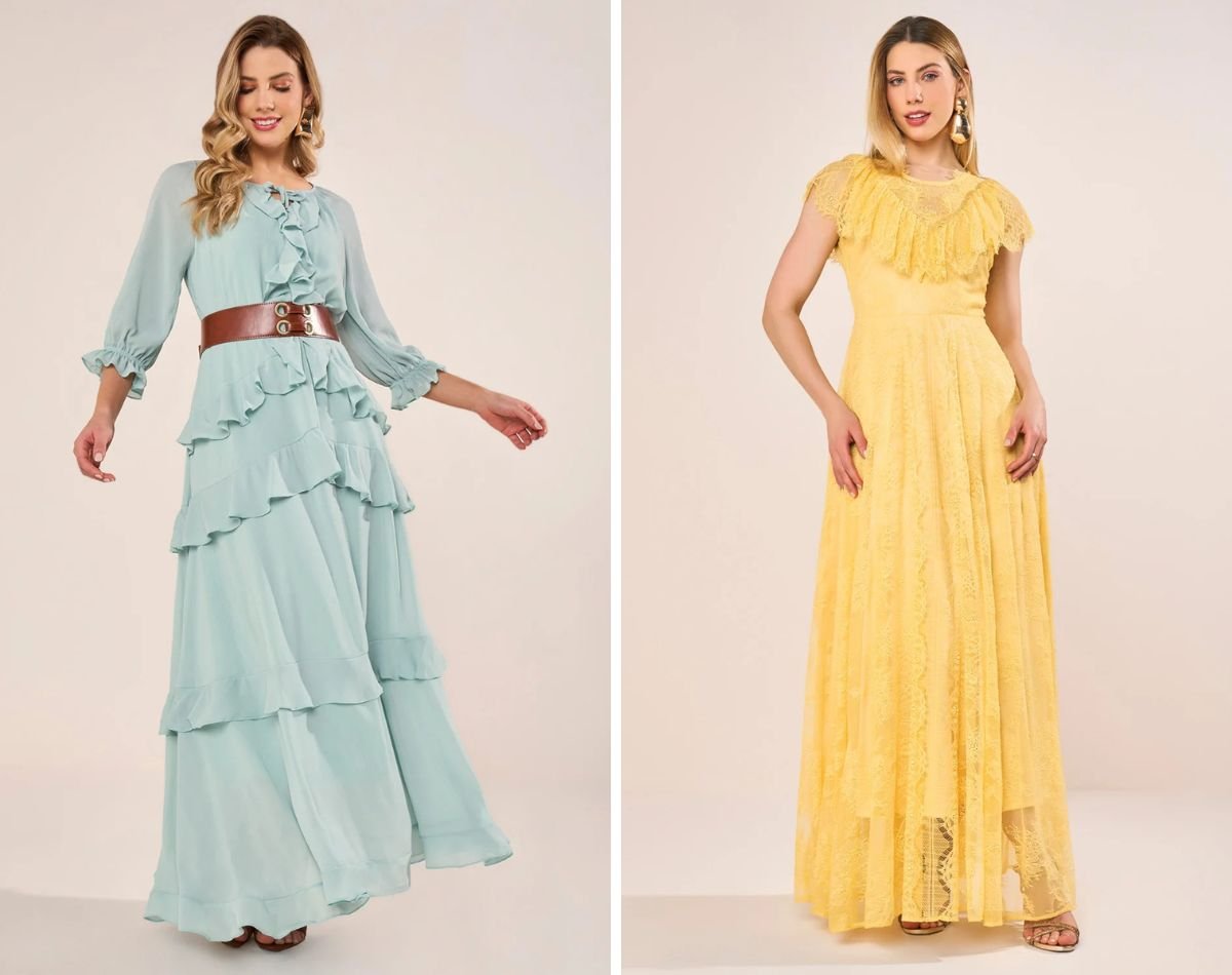 modelos usando vestidos longos