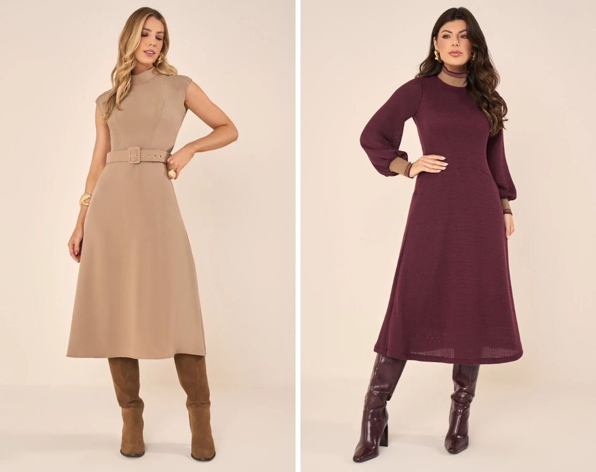 modelos com vestido midi