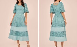 modelos usando vestido midi verde